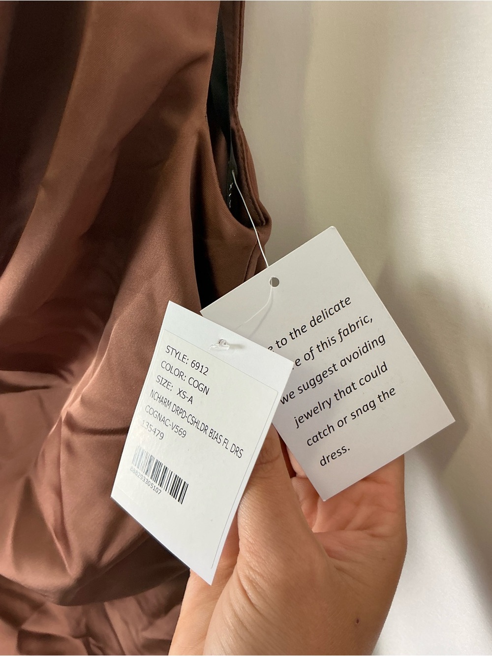 After Six One-Shoulder Satin Maxi Dress in Cognac Brown - Picture 3 of 6